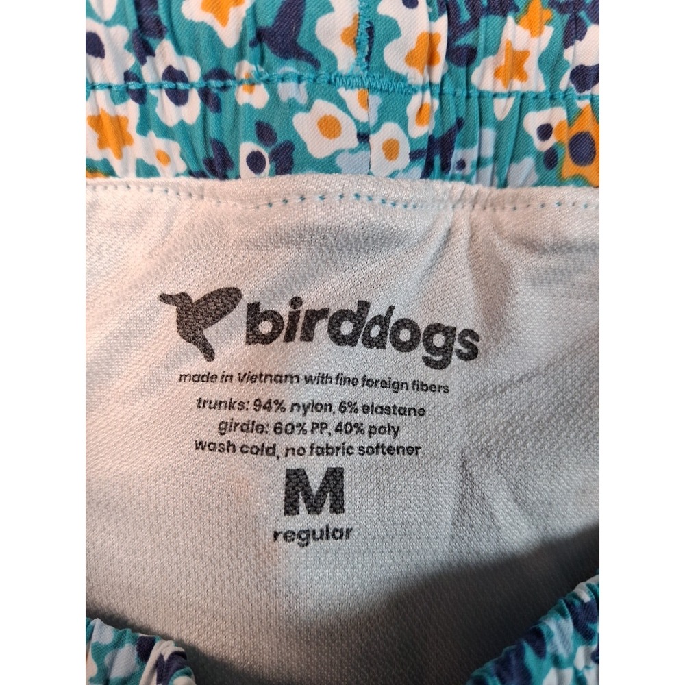Birddogs Gym Shorts Men Medium Teal Floral Liner Drawstring Zipper Pockets 7in - Picture 7 of 16